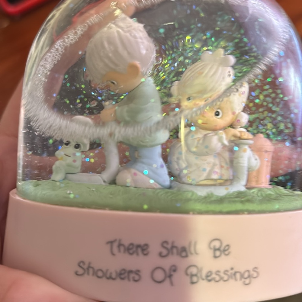 Precious moments glittery snow globe